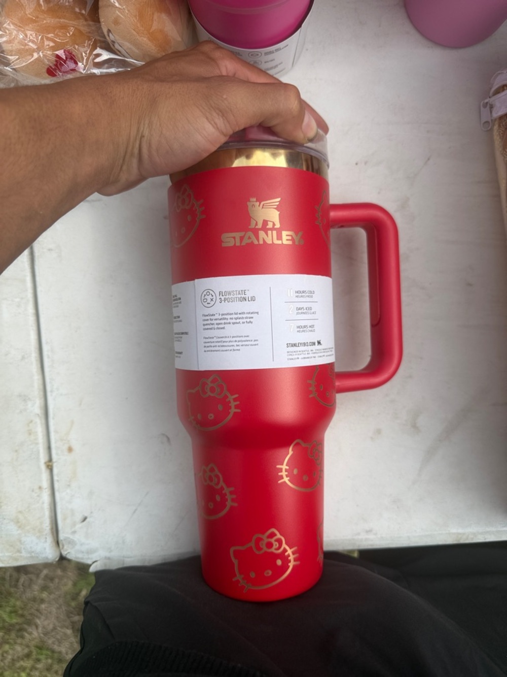 Stanley Red and Gold Insulated Travel Mug with Handle